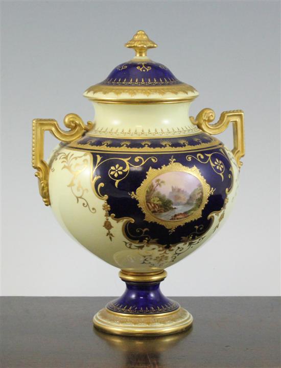 A Coalport two handled vase and