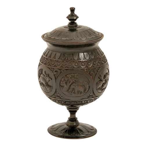 A coconut cup and cover, probably