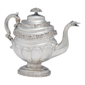 A Coin Silver Tea Pot Peter Chitry,