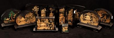A collection of cork dioramas in