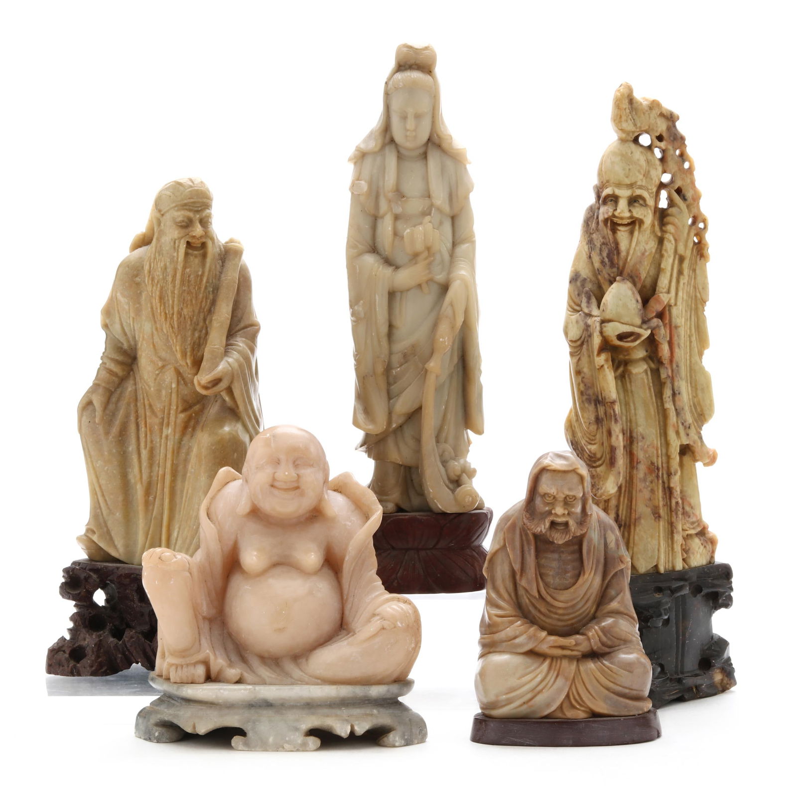 A COLLECTION OF FIVE CHINESE CARVED