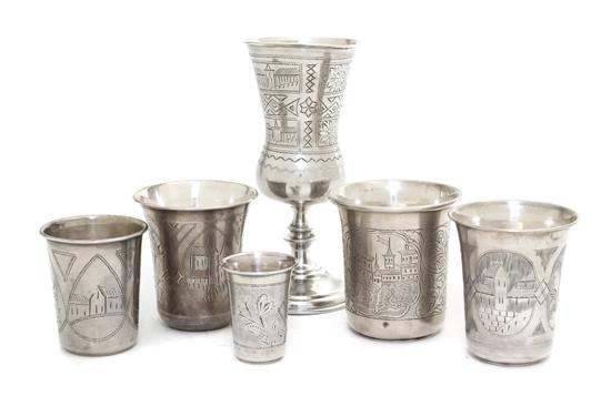 A Collection of Five Russian Silver