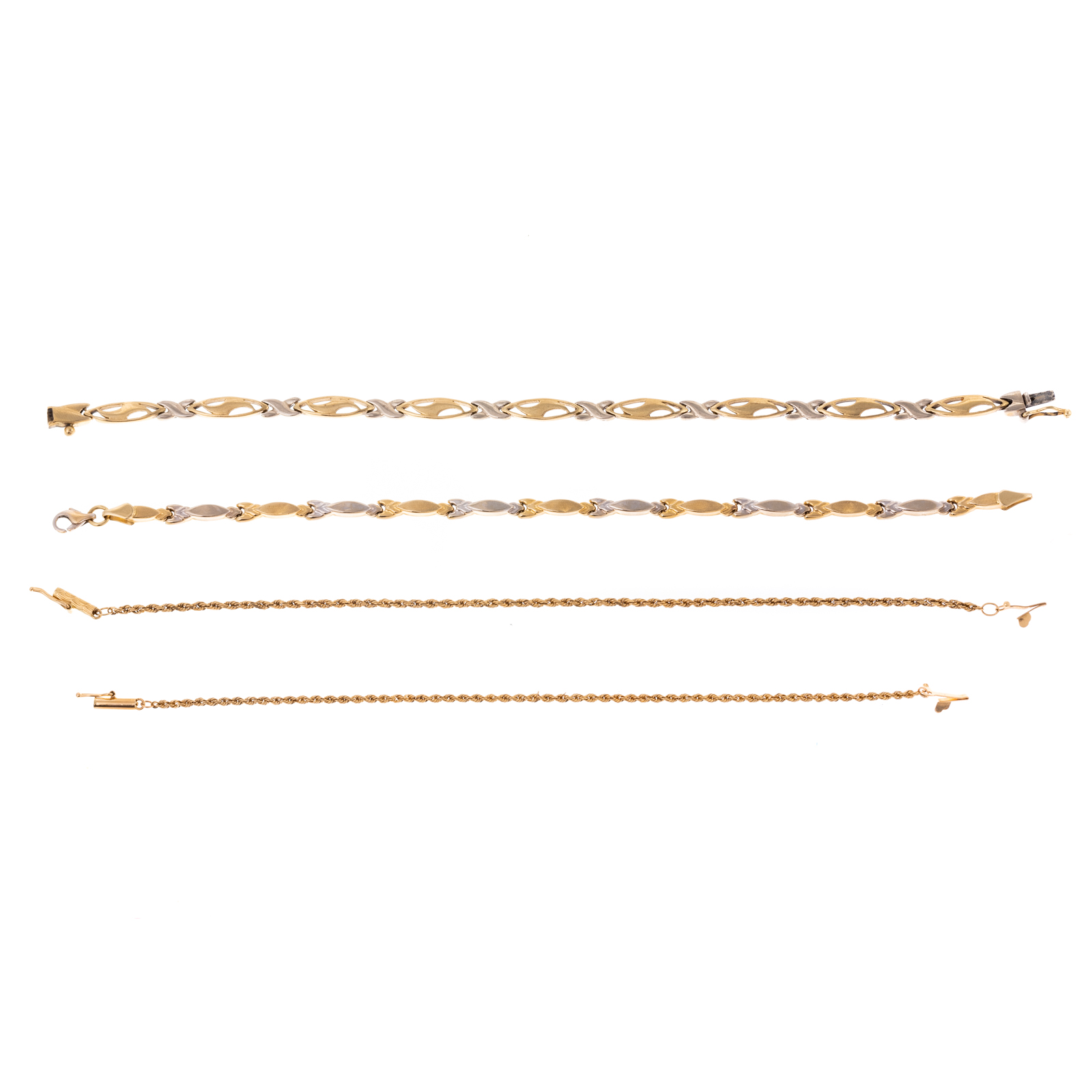 A COLLECTION OF FOUR 14K GOLD