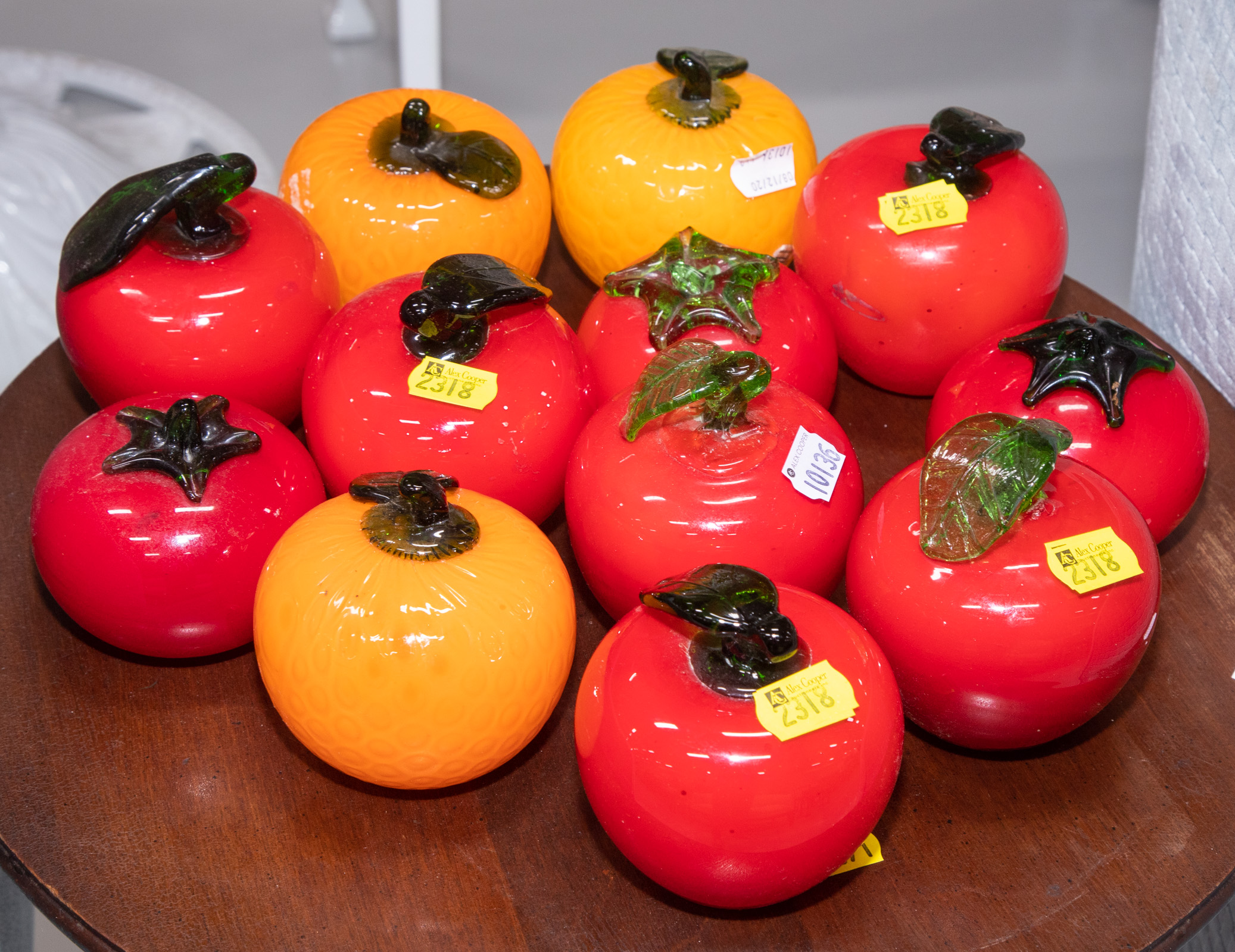 A COLLECTION OF GLASS FRUIT
