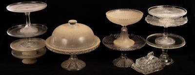 A collection of glass tazza, a