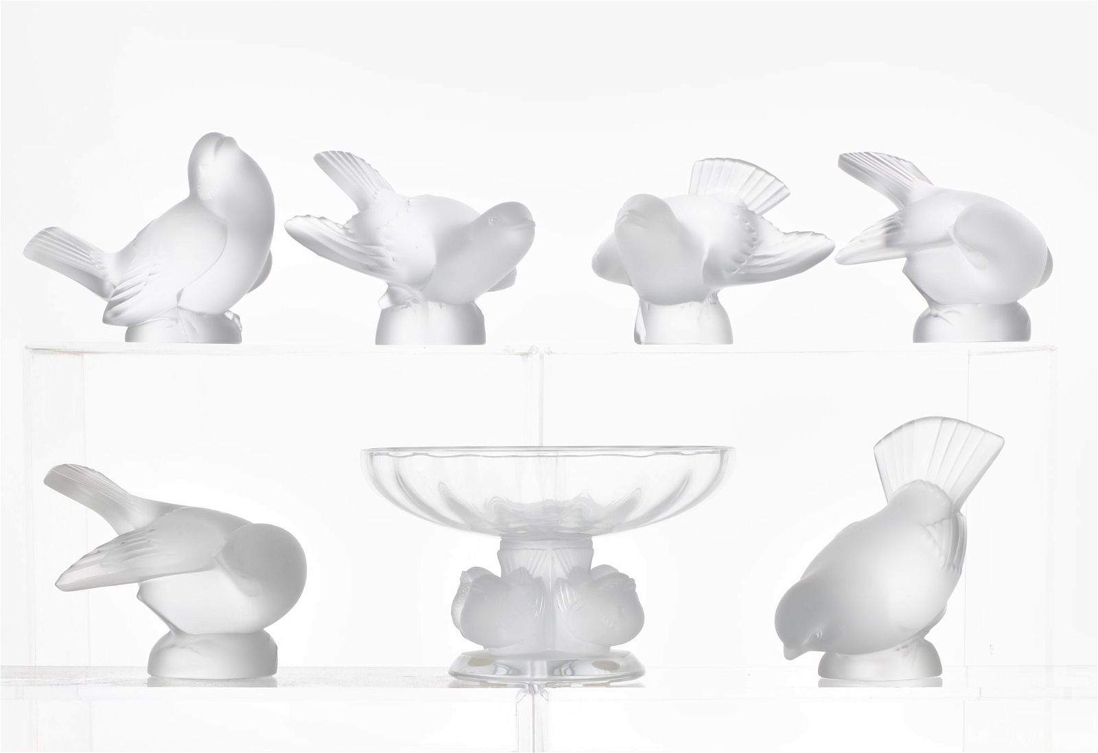 A COLLECTION OF LALIQUE GLASS BIRDS