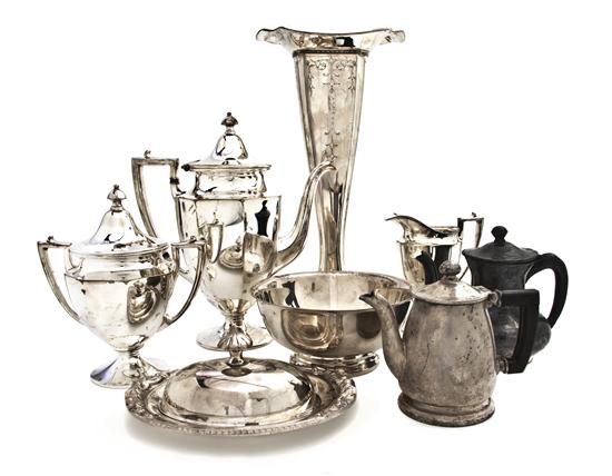 A Collection of Nine Silverplate