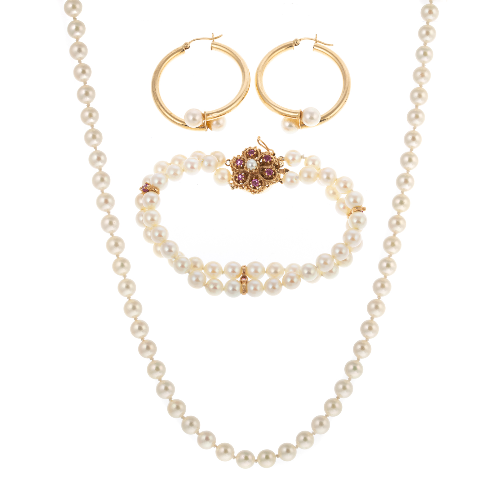 A COLLECTION OF PEARL & GEMSTONE