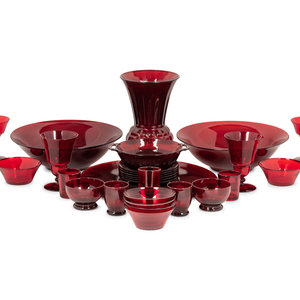 A Collection of Red Glass Table