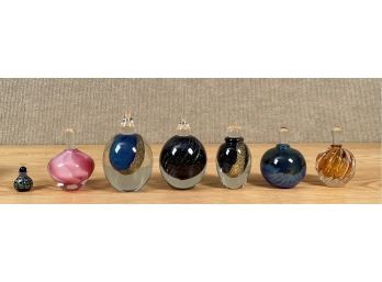 A collection of seven art glass