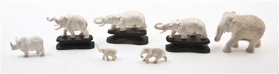 *A Collection of Seven Carved Ivory