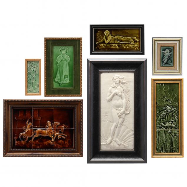 A COLLECTION OF SEVEN MAJOLICA TILE