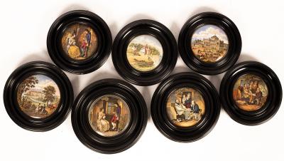 A collection of seven Prattware pot