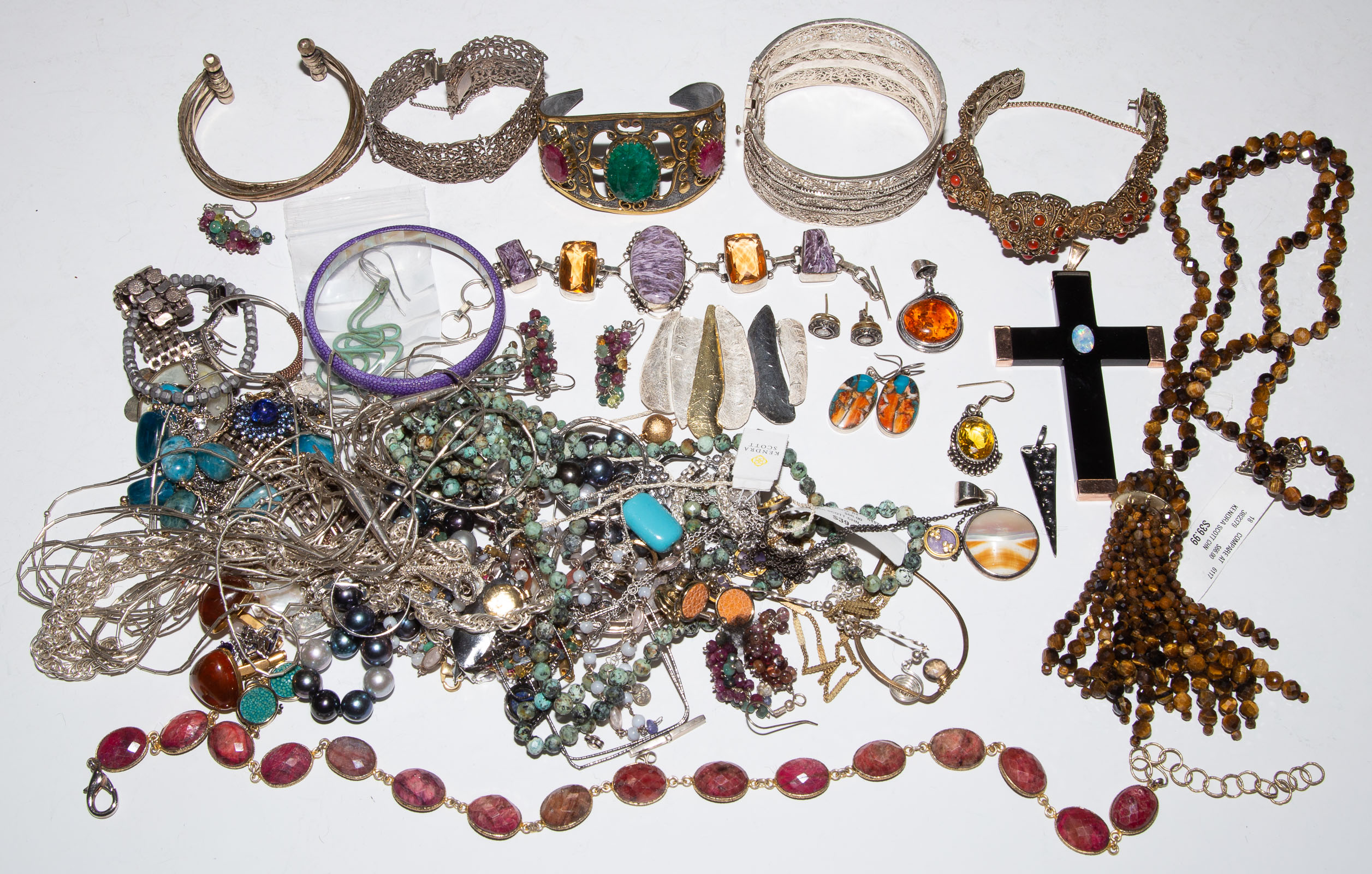 A COLLECTION OF SILVER & COSTUME