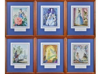 A collection of six framed menu