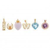A COLLECTION OF SIX PENDANTS &