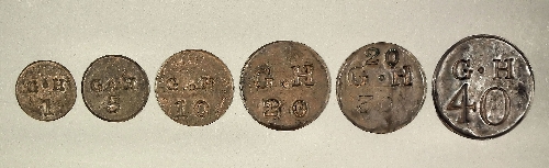 A collection of stamped copper