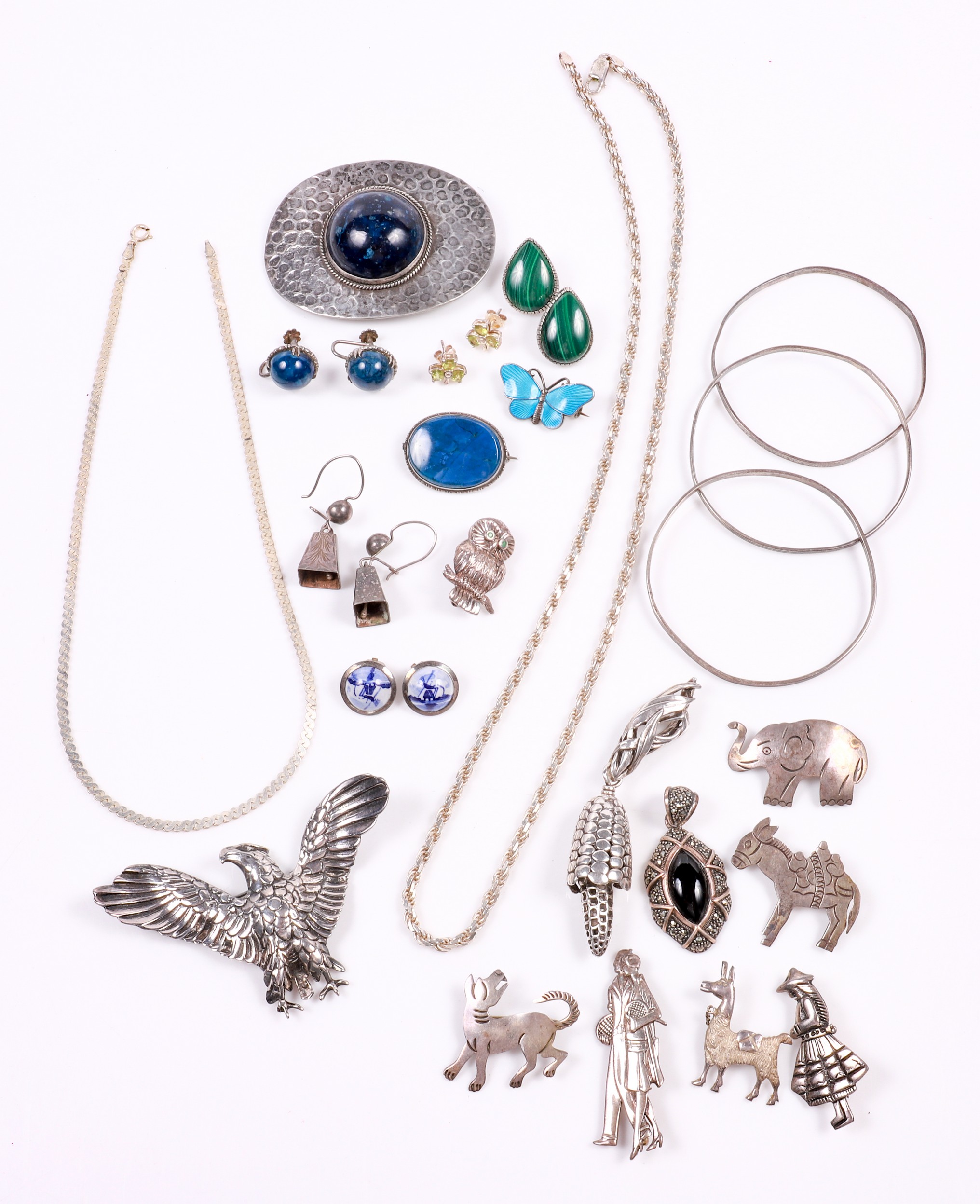 A collection of sterling silver