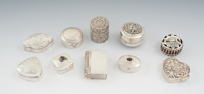A Collection of Ten Silver Pill
