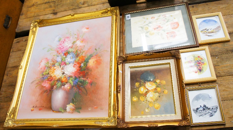 A collection of various framed