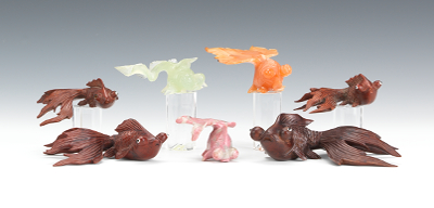 A Collection of Wood and Stone Fish