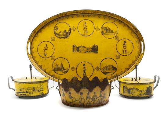 A Collection of Yellow Tole Table