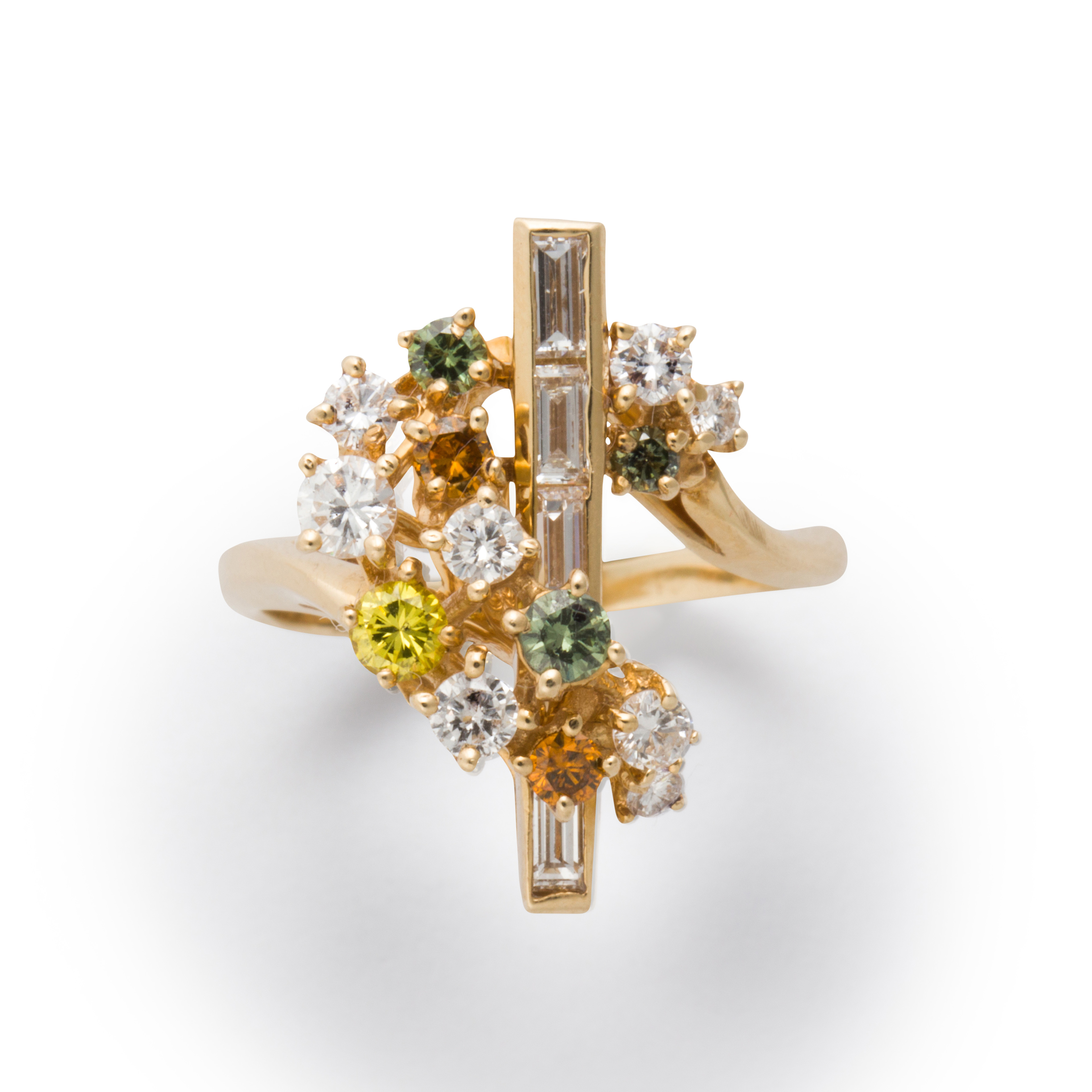 A COLORED DIAMOND, DIAMOND AND