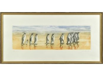 A colored ink engraving, group on