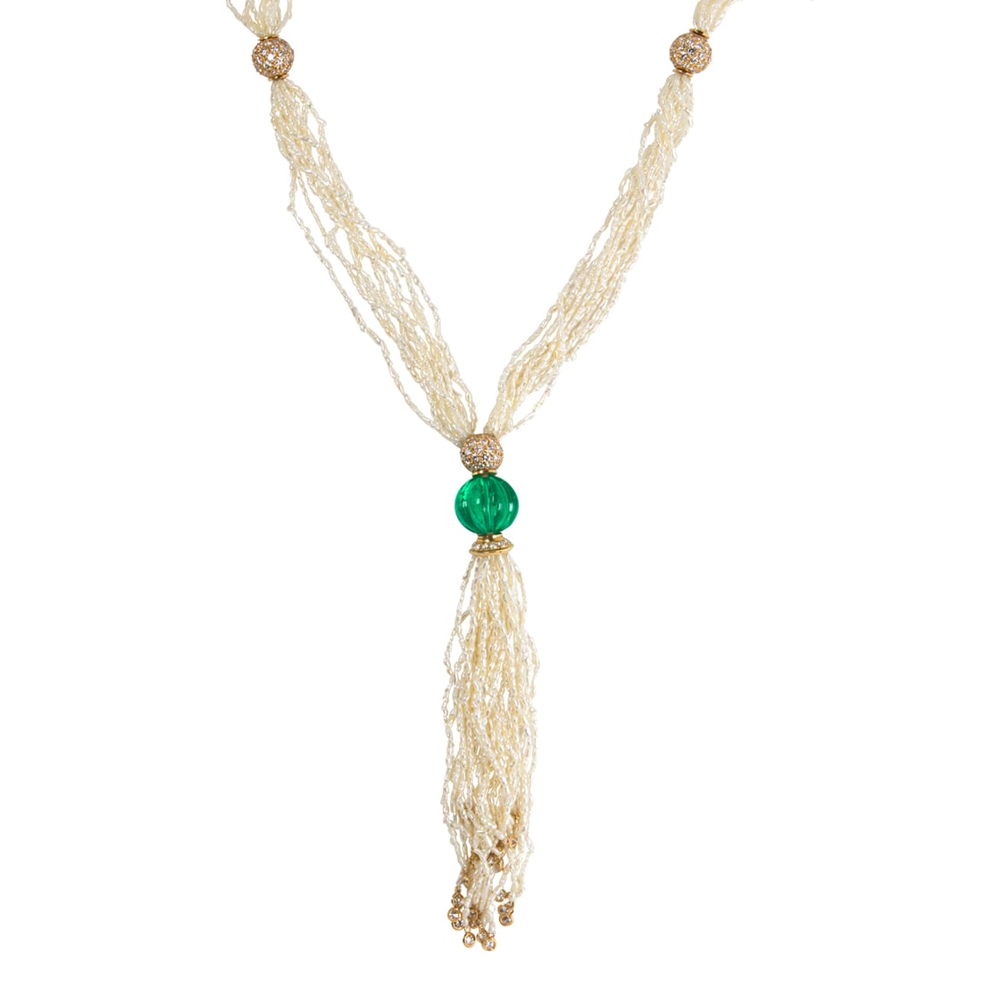A COLUMBIAN EMERALD, SEED PEARL,
