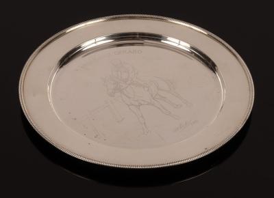 A commemorative silver plate for