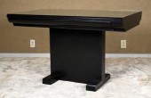A contemporary black lacquered