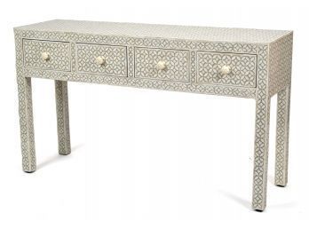 A contemporary bone inlaid sofa