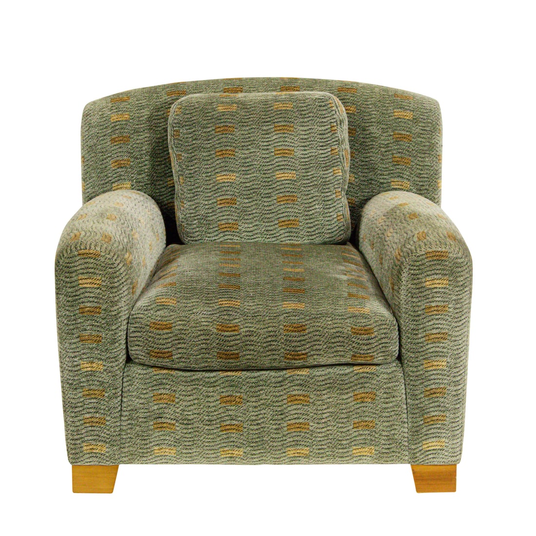 A CONTEMPORARY CHENILLE UPHOLSTERED