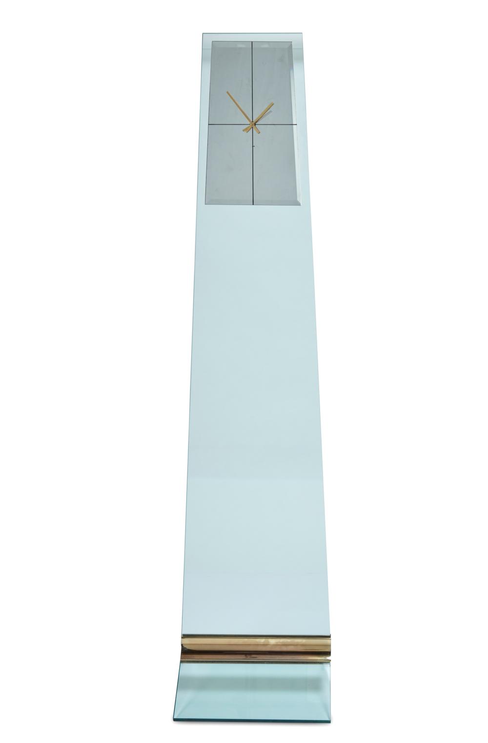 A CONTEMPORARY GLASS FLOOR CLOCKA