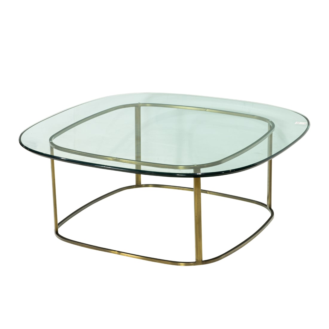 A CONTEMPORARY GLASS TOP BRUSHED