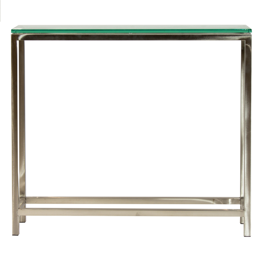 A CONTEMPORARY GLASS TOP CONSOLE