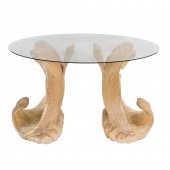 A CONTEMPORARY GLASS TOP DININ