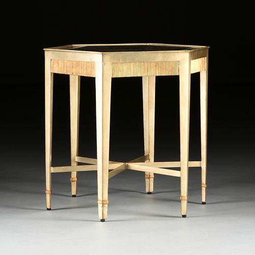 A CONTEMPORARY GLASS TOPPED GILT