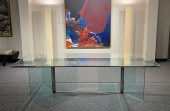 A CONTEMPORARY GLASS TWO PEDES