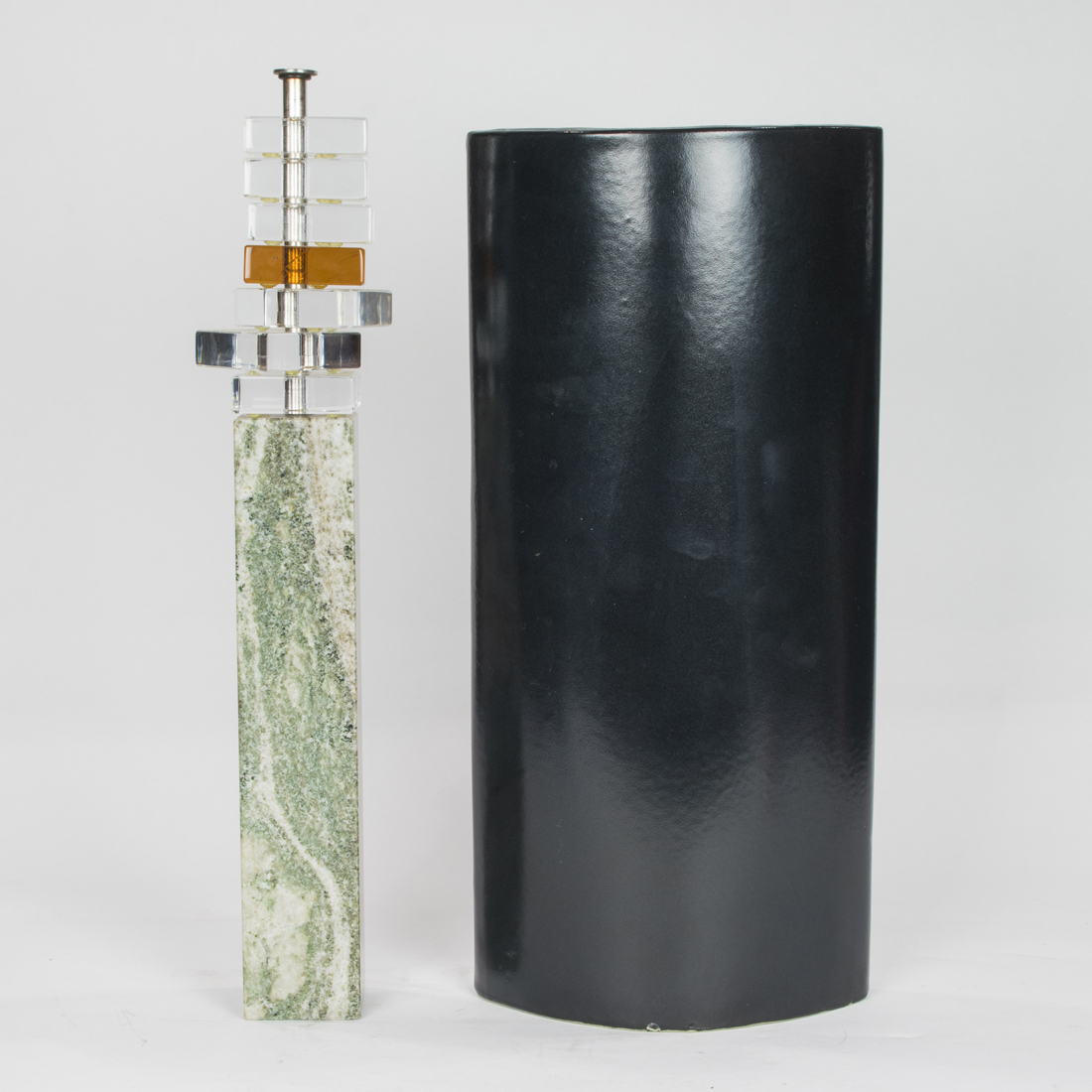 A CONTEMPORARY MARBLE AND GLASS