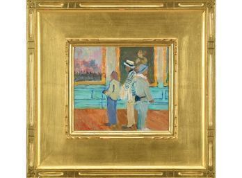 A contemporary oil on board, museum