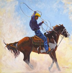 A contemporary oil on canvas laid