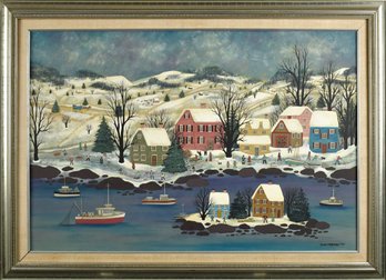 A contemporary oil on masonite,
