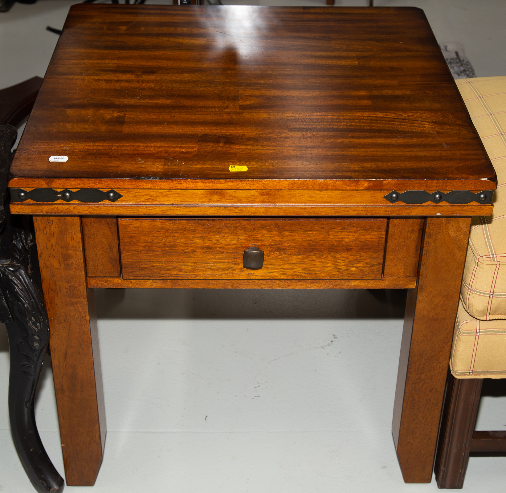 A CONTEMPORARY RUSTIC END TABLE