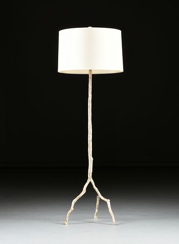 A CONTEMPORARY SILVER PAINTED METAL