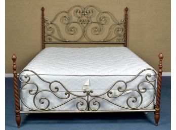 A contemporary steel bed frame