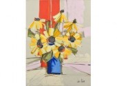 A contemporary unframed, oil o