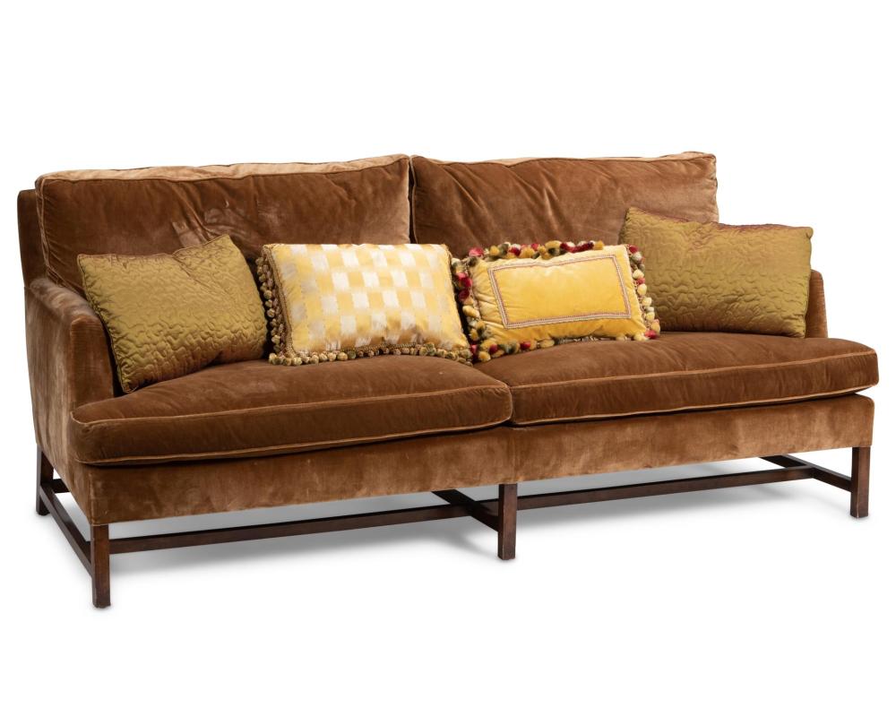 A CONTEMPORARY VELVET SOFAA