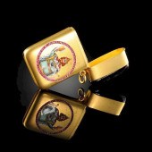 A CONTINENTAL 14K GOLD, ENAMEL