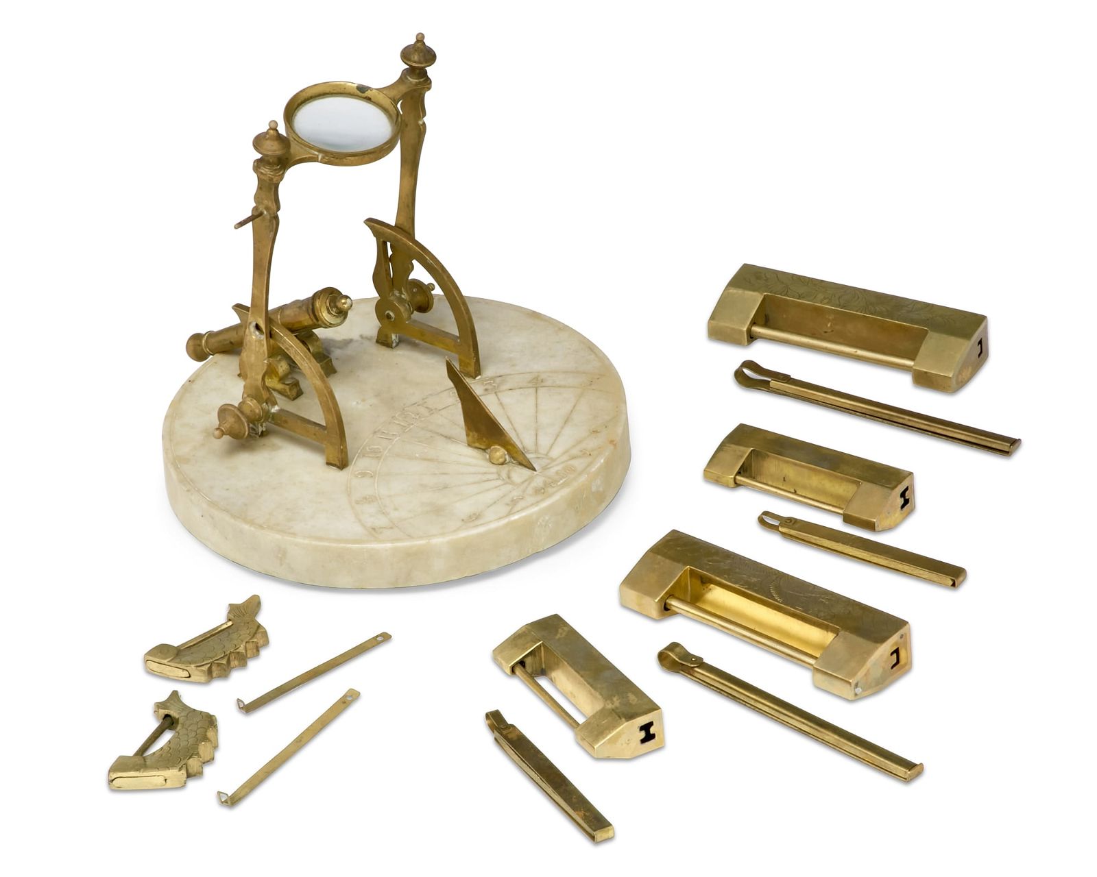 A CONTINENTAL BRASS AND MARBLE DESK